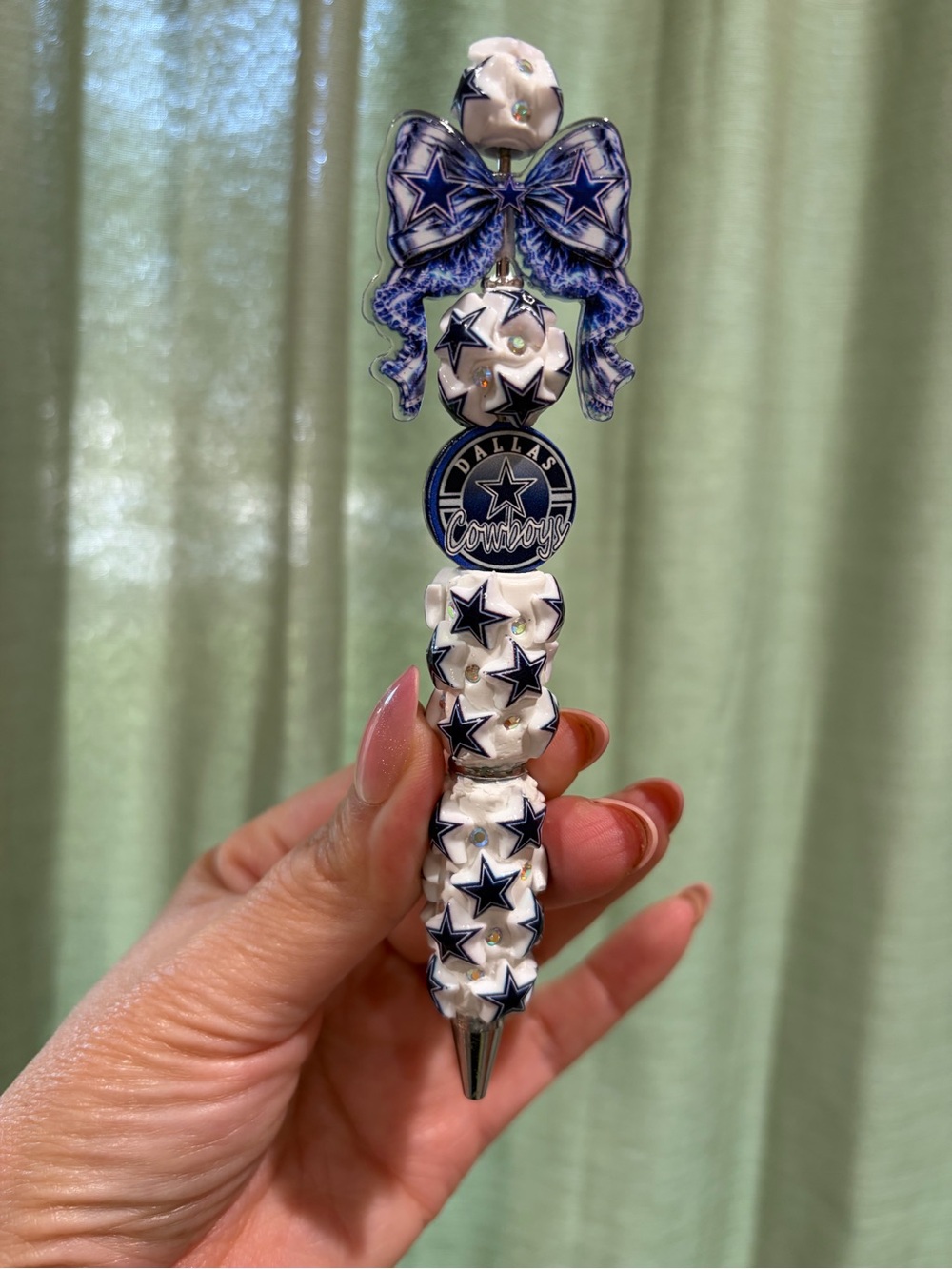 NFL Dallas Cowboys White & Navy Star Bow Pen